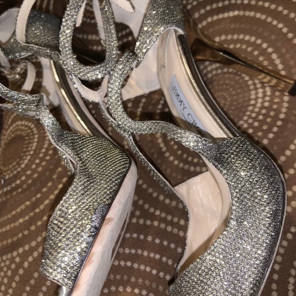 Jimmy Choo Metallic Gold Sandals 40.5 - Picture 3 of 5